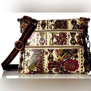Sakroots Brown and Purple Crossbody Bag with Bohemian Design EUC Recycled Poly